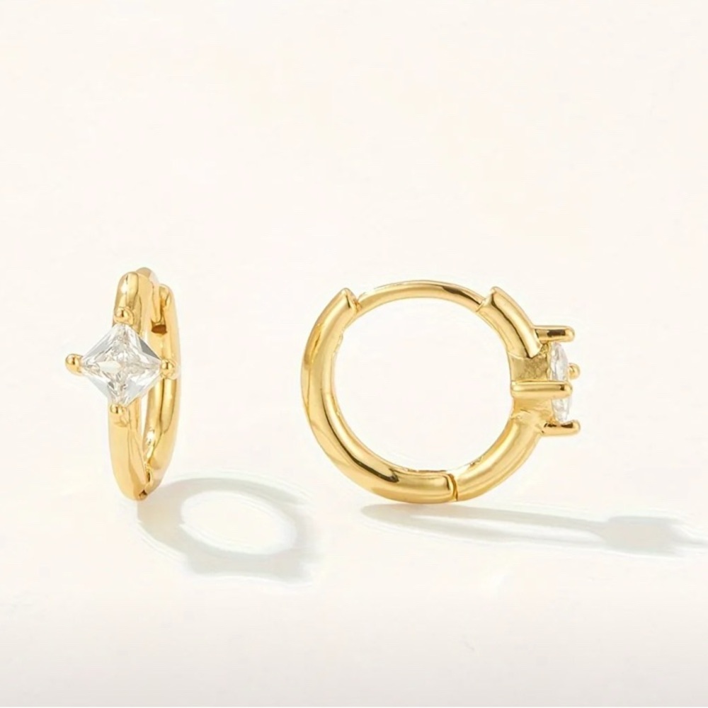 18k Gold Plated Zircon Huggie Earrings